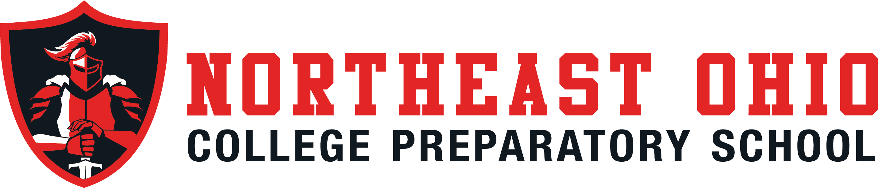 Northeast Ohio College Preparatory School logo with knight and sword.